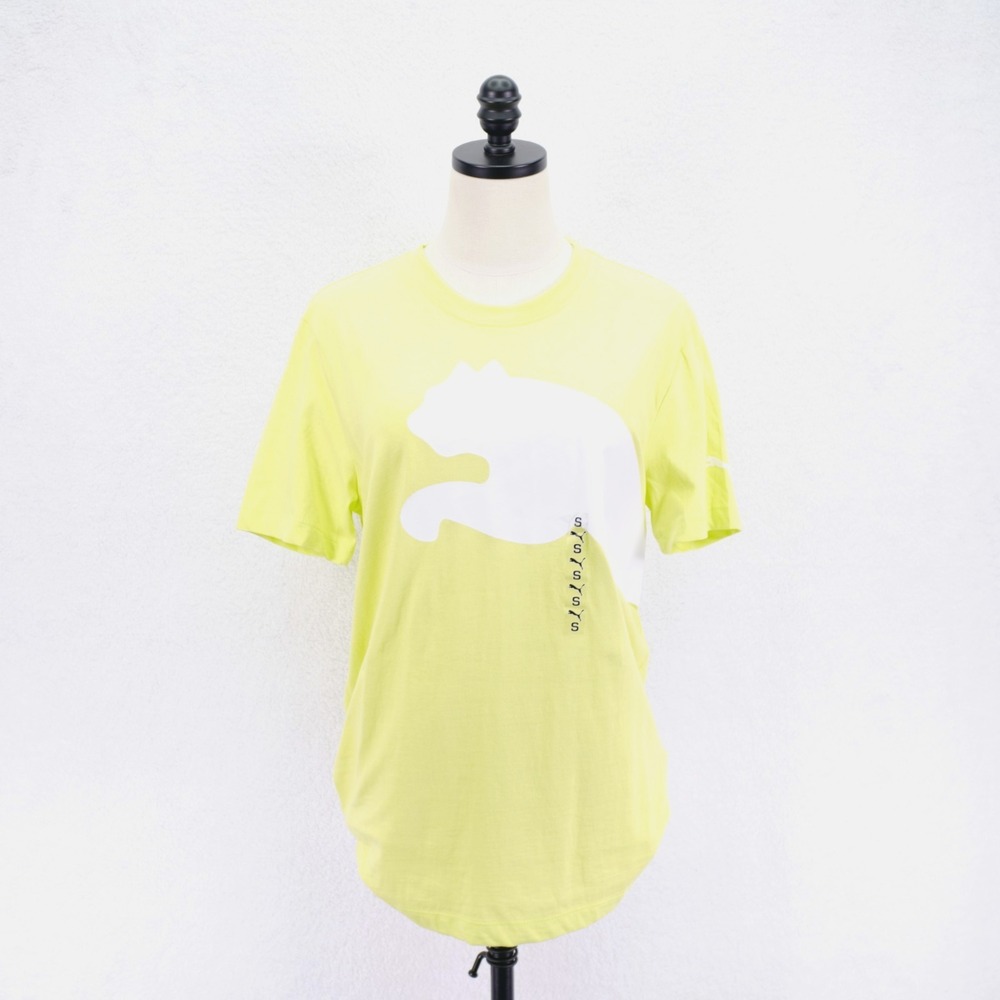 NEW Puma -Small- Green Puma Print Short Sleeve Crew Neck T-Shirt Men's